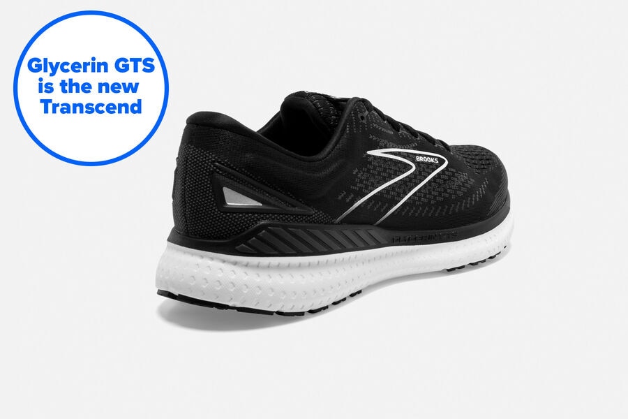 Glycerin GTS 19 Road Brooks Running Shoes NZ Womens - Black/White - QLAOWG-489